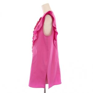 René シャツ ブラウス バンドカラー ノースリーブ フリル レース ストレッチ 36 ピンク /BB