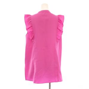 René シャツ ブラウス バンドカラー ノースリーブ フリル レース ストレッチ 36 ピンク /BB