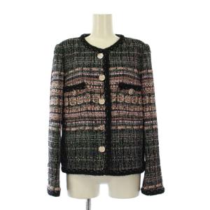 uniform ノーカラージャケット ツイード ココボタン ウール シルク