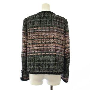 CHANEL uniform ノーカラージャケット ツイード ココボタン ウール シルク