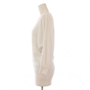 René ニット 長袖 クルーネック ストレッチ フェイクパール 装飾 34 白 ホワイト /BB