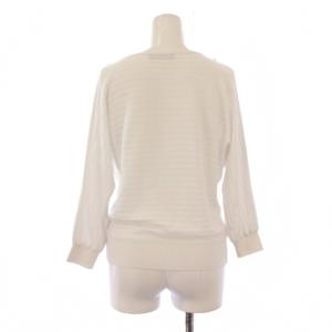 René ニット 長袖 クルーネック ストレッチ フェイクパール 装飾 34 白 ホワイト /BB