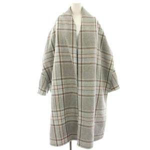 Stall N／C Loose WOOL MIX CT ノーカラーコート ストール チェック ロング ウール
