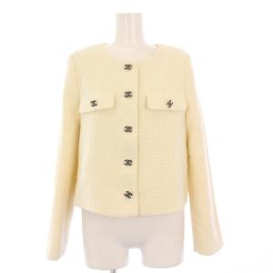 uniform 24SS ノーカラージャケット ツイード ココボタン ココマーク 36 ホワイト