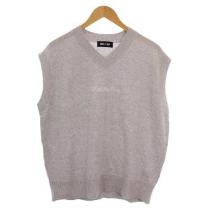 SDT V Neck Knit Vest ニット ベスト プルオーバー Vネック ロゴ S グレー WDS-CLC-2-03