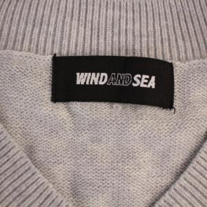 WIND AND SEA SDT V Neck Knit Vest ニット ベスト プルオーバー Vネック ロゴ S グレー WDS-CLC-2-03