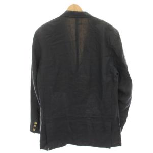 EMPORIO ARMANI テーラードジャケット シングル 2B 麻 リネン 48 紺 ネイビー 71120990 /HN