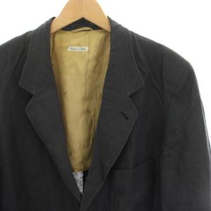 EMPORIO ARMANI テーラードジャケット シングル 2B 麻 リネン 48 紺 ネイビー 71120990 /HN