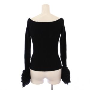 eimy istoire チュールギャザーカフスニットプルオーバー セーター 長袖 フリル F 黒 1124511011-0 /BM