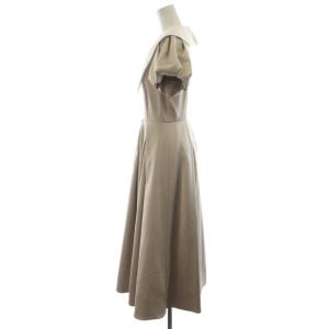 SNIDEL 22AW ボリュームフレアワンピース ミモレ ロング 半袖 パフスリーブ 1 ベージュ SWFO224085