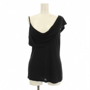 カットソー キャミソール アシンメトリー ドレープ シルク混 38 黒 ブラック 184169 QQ080