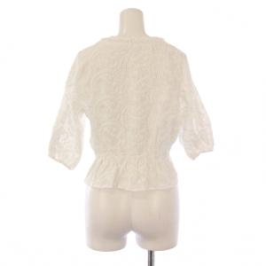 ANAYI カーディガン シャツ ブラウス 半袖 Vネック ショート丈 刺繍 ワンカラー 38 白 ホワイト /BB