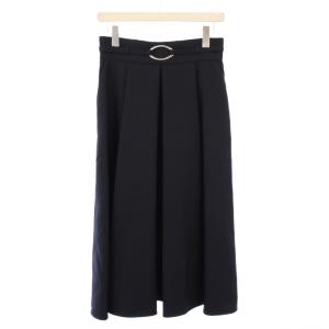 24SS ブライトツイルタックフレアスカート ミモレ ロング 38 紺 ネイビー 10241711250