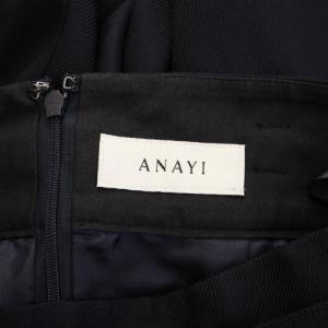 ANAYI 24SS ブライトツイルタックフレアスカート ミモレ ロング 38 紺 ネイビー 10241711250