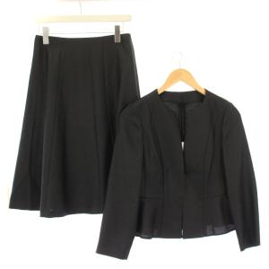 セットアップ ノーカラージャケット アウター ショート丈 フレアスカート ひざ丈 ワンカラー 無地 38