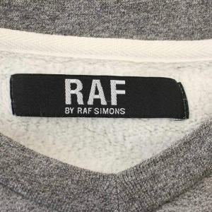RAF BY RAF SIMONS スウェット ロゴ刺繍 トレーナー M グレー Vネック 裏起毛 /G