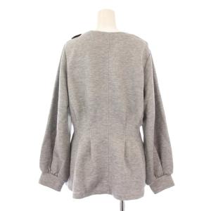 LANVIN en Bleu カットソー 長袖 クルーネック ストレッチ バイカラー リボン 装飾 38 グレー 黒 ブラック /BB