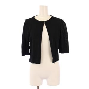 カーディガン ボレロ 五分袖 ストレッチ ショート丈 ワンカラー 無地 40 黒 ブラック /BB
