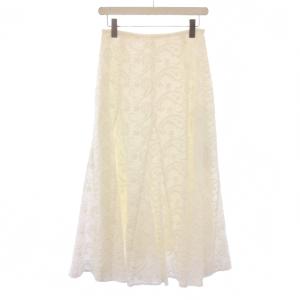 フレアスカート マキシ ロング ペイズリー柄 刺繍 ワンカラー 38 白 ホワイト タグ付き /BB