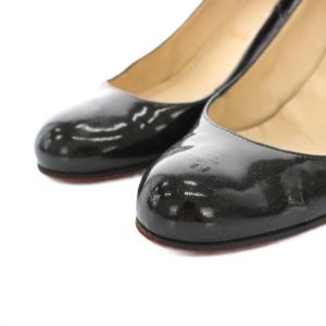 Christian Louboutin パンプス ラウンドトゥ ハイヒール エナメル 36 黒 ブラック 赤 レッド /YT