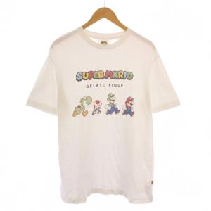 SUPER MARIO スーパーマリオ Tシャツ カットソー 半袖 クルーネック ストレッチ ロゴ イラスト