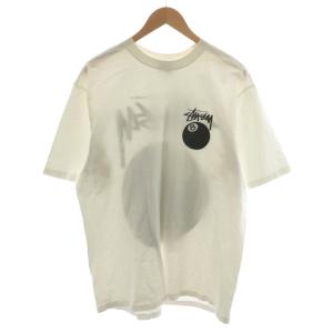 Tシャツ カットソー 半袖 8ボール ロゴ プリント L 白 ホワイト 黒 ブラック /AN32