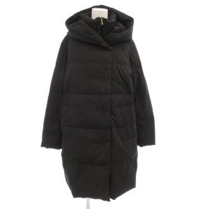 美品 ダウンジャケット 38 M フード ミドル ハーフ丈 黒 ブラック /AE