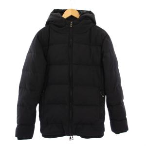 ダウンジャケット アウター ジップアップ フード ナイロン 裏地カモフラ 迷彩柄 XL 黒 ブラック /BB