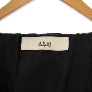 AKM ダウンジャケット アウター ジップアップ フード ナイロン 裏地カモフラ 迷彩柄 XL 黒 ブラック /BB