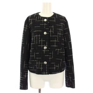 ノーカラージャケット ツイード 40 黒 245028 /TK