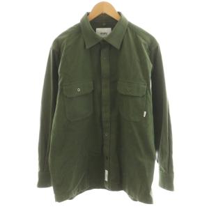 ミリタリーフランネルシャツ ロゴ コットン 3 カーキ 202WVDT-SHM03 /AN18