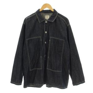 USAコットン デニムプルオーバーシャツ 長袖 XL インディゴ 40696 /KU