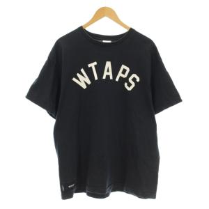 Tシャツ カットソー 半袖 クルーネック ロゴ プリント コットン 02 紺 ネイビー /KU