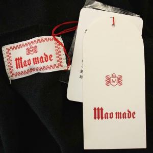 mao made リネン混 カーディガン ニット リボン フリル F 黒 ブラック 411133 /G