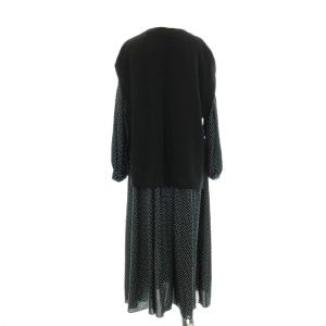 MILA OWEN MILAOWEN 21AW 2点セット ベスト付 ワンピース ロング 長袖 ハート柄 0 ネイビー 紺 09WF0214062