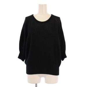 ワシカノコドルマンスリーブプルオーバー ニット 五分袖 クルーネック 38 黒 ブラック 102118-16-650-95