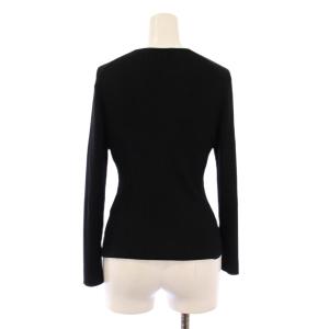 ANAYI カーディガン 長袖 Vネック ストレッチ リブ ワンカラー 38 黒 ブラック /BB