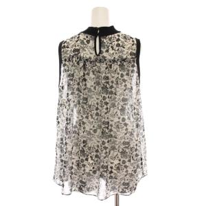 ANAYI ノースリーブ シアー ブラウス プルオーバー カットソー シースルー 花柄 38 黒 ブラック 白 ホワイト