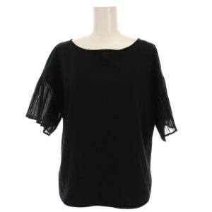 Tシャツ カットソー 半袖 38 黒 ブラック 袖プリーツ 102027-15-060-95-380 /YM