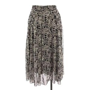 ANAYI フレアスカート ロング 花柄 36 黒 ブラック グレー 102127-11-090-95-360 /YM