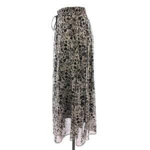 ANAYI フレアスカート ロング 花柄 36 黒 ブラック グレー 102127-11-090-95-360 /YM