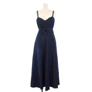 フレアワンピース マキシ ロング キャミソール デニム リボン 0 インディゴ /BB