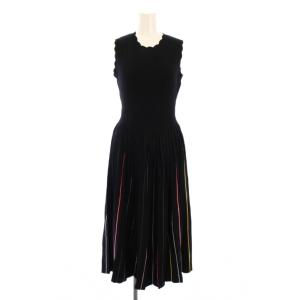 Pleated Sweater Dress プリーツセータードレス フレアワンピース ミモレ ロング ノースリーブ