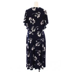 LAUREN RALPH LAUREN ワンピース 総柄 半袖 ひざ丈 カシュクール 6 ネイビー 250785975001 /TK