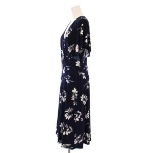 LAUREN RALPH LAUREN ワンピース 総柄 半袖 ひざ丈 カシュクール 6 ネイビー 250785975001 /TK