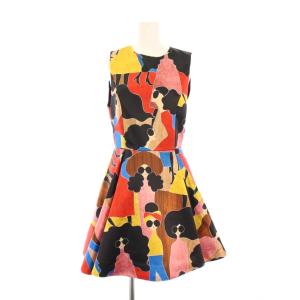 フレアワンピース ひざ丈 ノースリーブ クルーネック 総柄 F マルチカラー /BB