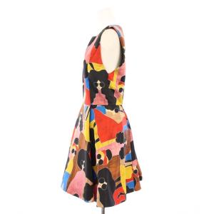 alice + olivia フレアワンピース ひざ丈 ノースリーブ クルーネック 総柄 F マルチカラー /BB