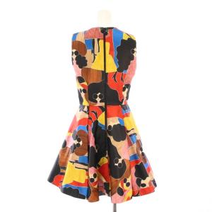 alice + olivia フレアワンピース ひざ丈 ノースリーブ クルーネック 総柄 F マルチカラー /BB