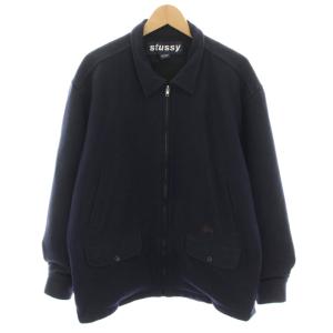 ウールジャケット ブルゾン アウター ロゴ刺繍 L 紺 ネイビー /YT