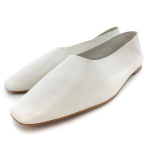 パンプス スクエアトゥ レザー 24.5cm グレー /JS